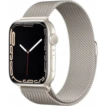 Řemínek na hodinky OCELOVÝ ŘEMÍNEK SVĚTLE ZLATÝ MILÁNSKÝ TAH PRO APPLE WATCH 42/44/45/46/49MM ELEGANTNÍ