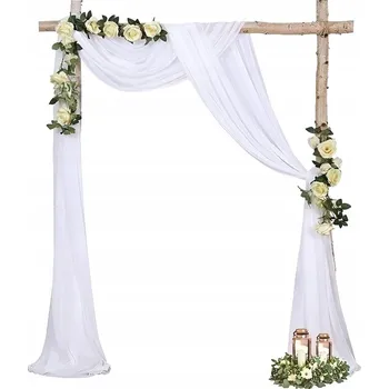 Obraz DEKORAČNÍ TYLOVÝ ZÁVOJ BÍLÝ 130X550 CM NA SVATEBNÍ OBLOUK A OSLAVU