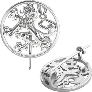 Brož MINET Stříbrná brož ČESKÝ LEV v kroužku