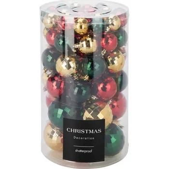 Vánoční dekorace Vánoční koule - PP Disco mix barev 40 až 80 mm, sada 64 ks