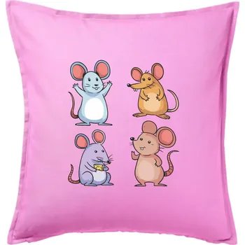 Polštář Barevné myši - Polštář 50x50 - 50x50 - Pouze potah ( Růžová )