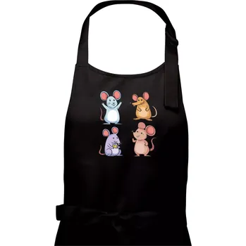 Kuchyňská zástěra Barevné myši - Dámská zástěra na vaření - Univerzální velikost ( Černá )