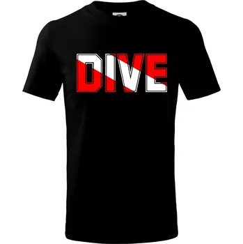 Chlapecké tričko Dive nápis vlajka - Tričko dětské bavlněné - 98 cm / 2 roky ( Černá )