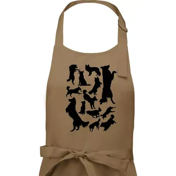 Kuchyňská zástěra Border kolie siluety - Dámská zástěra na vaření - Univerzální velikost ( Cappuccino )