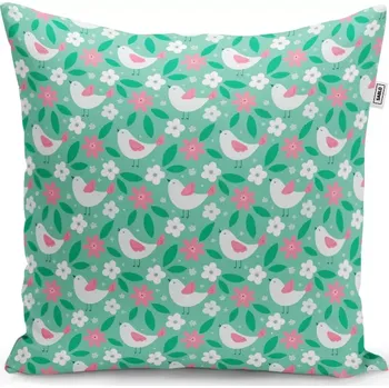 Polštář Sablio Polštář Květiny a ptáčci - 50x50 cm