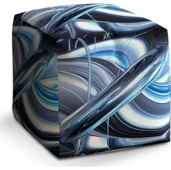 Taburet Sablio Taburet Cube Modrá abstrakce: 40x40x40 cm