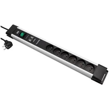 Elektrická zásuvka BACHMANN Vícenásobná zásuvka CONNECTUS, CEE7/7 - 6x zásuvka CZ, vypínač, přepěťová ochrana, 2m, šedá