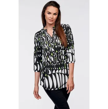 Dámská halenka Delší černobílá dámská halenka s légou a 3/4 rukávy 7786 velikost S