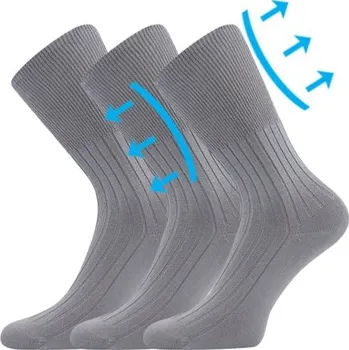 Pánské ponožky Lonka® Zdravotní ponožky ZDRAVAN – 100% bavlna, nestahující lem (3 páry, různé barvy) Barva: Šedá, Velikost: 41-42 (27-28cm)