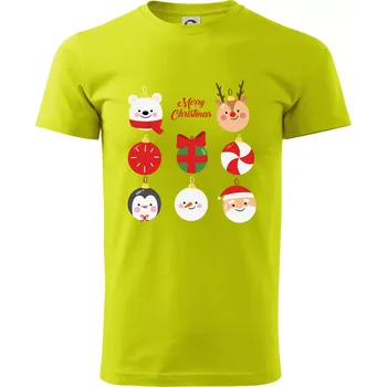 Vánoční koule - Klasické pánské triko vyšší gramáže - 3XL ( Limetková )