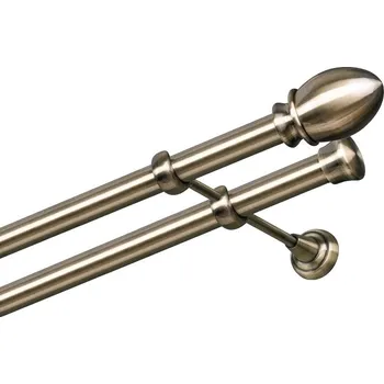 Garnýž Garnýž kovová dvouřadá 25/25mm Belluno mosaz 410 cm (do stěny / na tunýlek - bez kroužků)