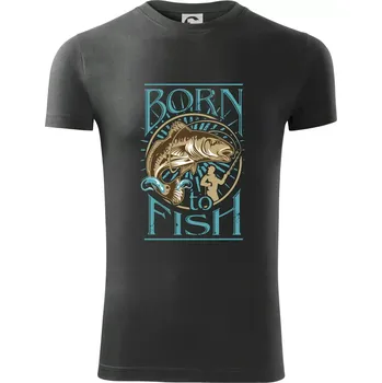 Born to fish - Viper FIT - Pánské zůžené tričko - 3XL ( Tmavá břidlice (šedá se zeleným nádechem) )