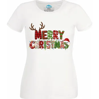 Dámské tričko Dámské tričko Pohádkové Vánoce Merry Christmas (Velikost: XL, Barva: Bílá)