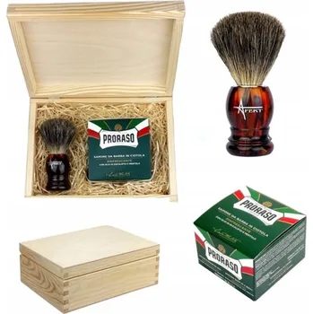 Štětka na holení z jezevčího masa 100% Mýdlo na holení Proraso Sada jako dárek