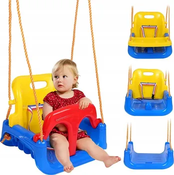 Dětská houpačka Happy-Kids 3v1 zahradní houpačka pro děti s popruhy, protiskluzovou konstrukcí a nastavitelnou výškou, do 30 kg