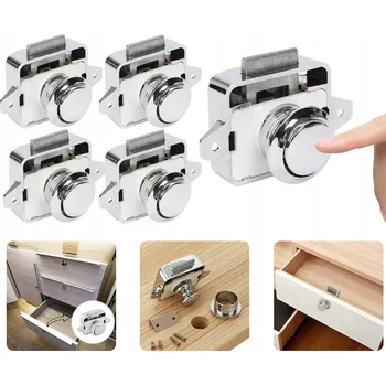 Nábytkové kování 5x Jednostranný nábytkový zámek pro karavan pushlock push-lock sada