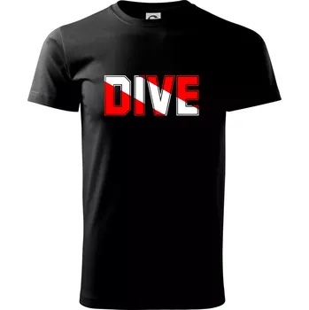 Pánské tričko Dive nápis vlajka - Triko extra velké (5-8XL) - 7XL ( Černá )