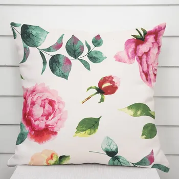 Povlak na polštářek Bavlněný povlak na polštář Sandra SA-715 Velké růžovočervené pivoňky na smetanovém 40 x 60 cm