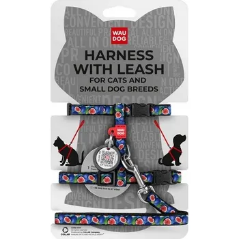 Postroj pro psa WAUDOG Nylonové Postroje Pro Psa Kočku Modré Vzory QR XS