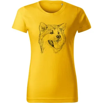 Dámské tričko Akita inu, kresba Žlutá XL