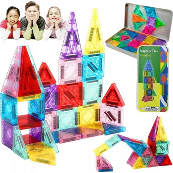 ostatní stavebnice EDUKAČNÍ MONTESSORI MAGNETICKÉ STAVEBNICE 36 DÍLKŮ + ORGANIZÉR HRAČKA DÁREK