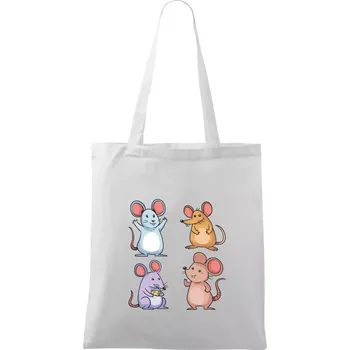 Nákupní taška Barevné myši - Taška bavlněná - 42 x 38 cm ( Bílá )