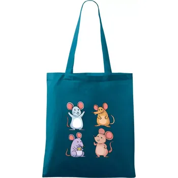 Barevné myši - Taška bavlněná - 42 x 38 cm ( Petrolejová )