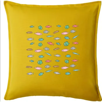 Polštář Triko plné ryb - Polštář 50x50 - 50x50 - Pouze potah ( Žlutá )
