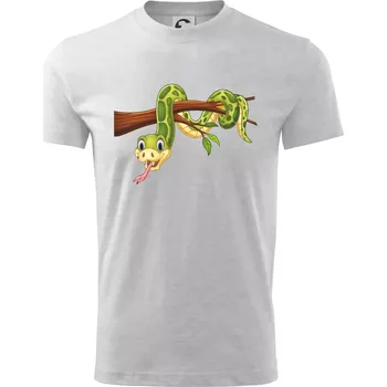 Chlapecké tričko Had na větvi - Tričko dětské bavlněné - 98 cm / 2 roky ( Světlešedý Melír )