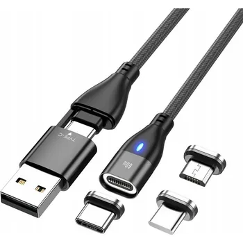 Datový kabel Nabíjecí kabel Clark USB - USB typ C / microUSB / Lightning 1 m černý