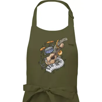 Kuchyňská zástěra Hudební nástroje v notách - Pánská zástěra na vaření - Univerzální velikost ( Khaki )