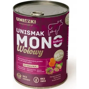 Krmivo pro psa UNIsmak KRMIVO MOKRÁ PRO PSY monoproteinová hovězí konzerva PLECHOVKA 400g UNISZKI