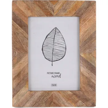 Obraz RÁMEČEK DŘEVĚNÝ DEKORATIVNÍ HNĚDÝ PATCHWORK 19X24 CM NA STŮL