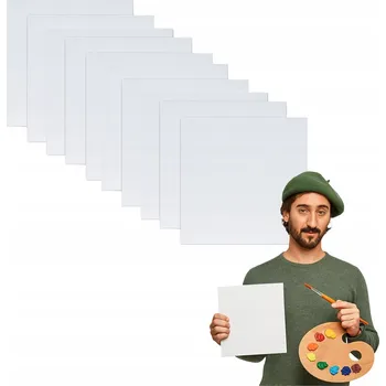 Textilie 10x MALÍŘSKÉ PLÁTNO K MALOVÁNÍ MALÍŘSKÉ PLÁTNO BAVLNĚNÉ - 30x30cm