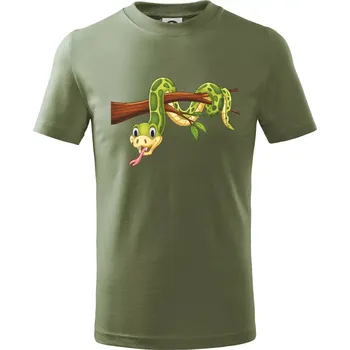 Chlapecké tričko Had na větvi - Tričko dětské bavlněné - 122 cm/6 let ( Khaki )