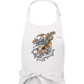 Kuchyňská zástěra Hudební nástroje v notách - Pánská zástěra na vaření - Univerzální velikost ( Bílá )