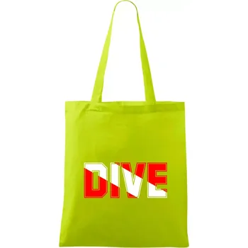 Dive nápis vlajka - Taška bavlněná - 42 x 38 cm ( Limetková )