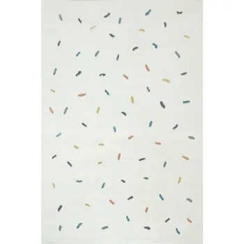 Koberec KOBEREC DĚTSKÝ LESKLÝ KRÉMOVÝ BAREVNÉ ČÁRY DO POKOJE LIMA 140x190 cm