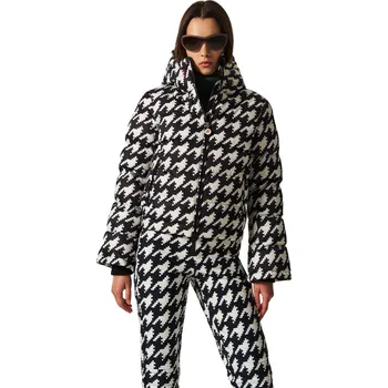 PERFECT MOMENT POLAR FLARE SKI JACKET III B&W HOUNDSTOOTH Velikost: L