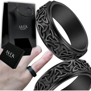 Prsten PÁNSKÝ PRSTEN PEČETNÍK OTOČNÝ OCELOVÝ KELTSKÝ ČERNÝ ČERNÁ JAKO DÁREK 27