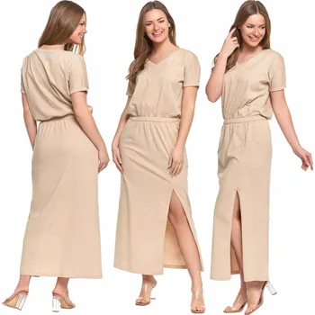 Dámské šaty ŠATY dámské MAXI s Rozparkem Dlouhé Hladké Šaty na Léto MORAJ M