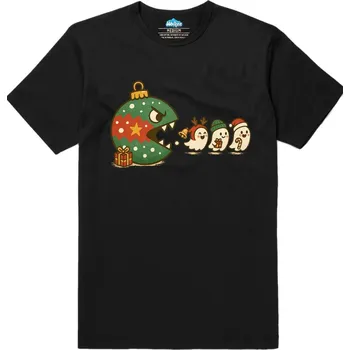 Pánské tričko Pánské tričko Vánoční Pac-Man Ghostbusters (Velikost: S, Barva: Černá)