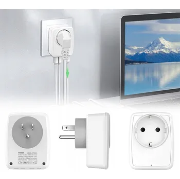 Elektrická zásuvka Cestovní adaptér 5 v 1: 1x AC zásuvka, 3x USB-A, 1x USB-C, Typ B