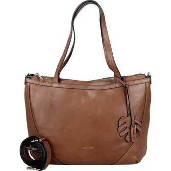 Kabelka Tříoddílová velká značková hnědá kožená kabelka na rameno Gianni Conti no. 494