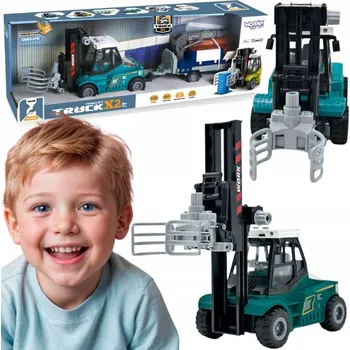 autíčko VYSOKOZDVIŽNÝ VOZÍK SE SVĚRKOU, PŘÍVĚSEM, POHONEM, ZVUKEM A ZVEDÁKEM PRO DĚTI WOOPIE