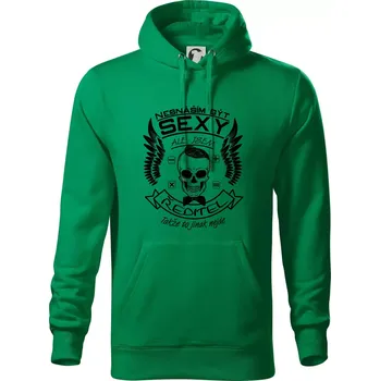 Pánská mikina Nesnáším být sexy - ředitel - Mikina pánská Cape s kapucí - 5XL ( Středně zelená )