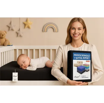 Prostěradlo PROSTĚRADLO JERSEY S GUMOU 100X180 100% BAVLNA POLSKÉ ČERNÉ