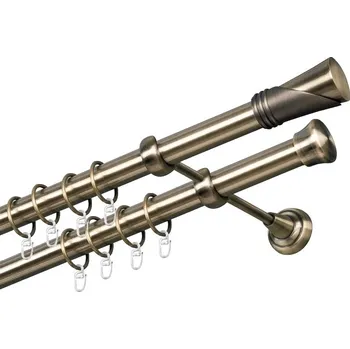 Garnýž Garnýž kovová dvouřadá 25/25mm Duncan mosaz 100 cm (do stěny / kroužky s háčkem)