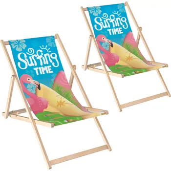 Zahradní lehátko Sada 2 ks skládací dřevěné plážové a zahradní lehátko s nastavitelným sklonem