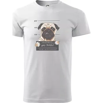 Pánské tričko Mops - Bad Puggy - Triko extra velké (5-8XL) - 6XL ( Bílá )